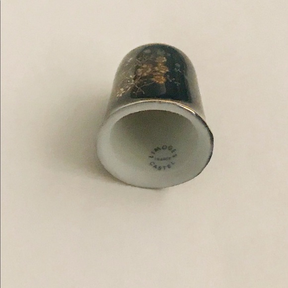Limoges Castiel France Porcelain Thimble Cobalt and Gold Floral Design - Picture 9 of 16